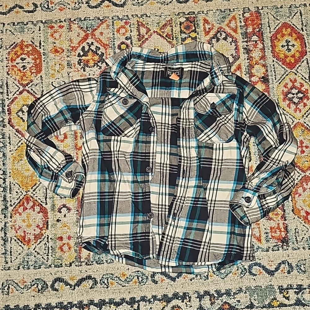 Plaid button-up long sleeve shirt size 4t - Picture 1 of 5